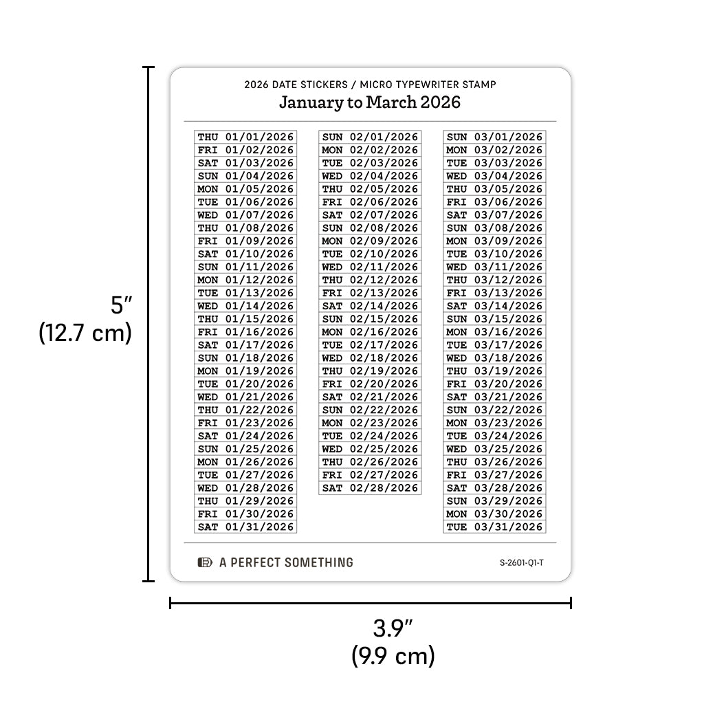 2026 Date Stickers: Micro Typewriter Stamp