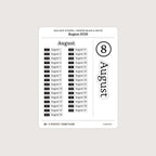 2026 Date Stickers: Modern (Black and White)