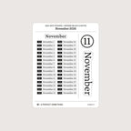 2026 Date Stickers: Modern (Black and White)
