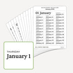 2026 Date Stickers: Two Line Classic (Black and White)