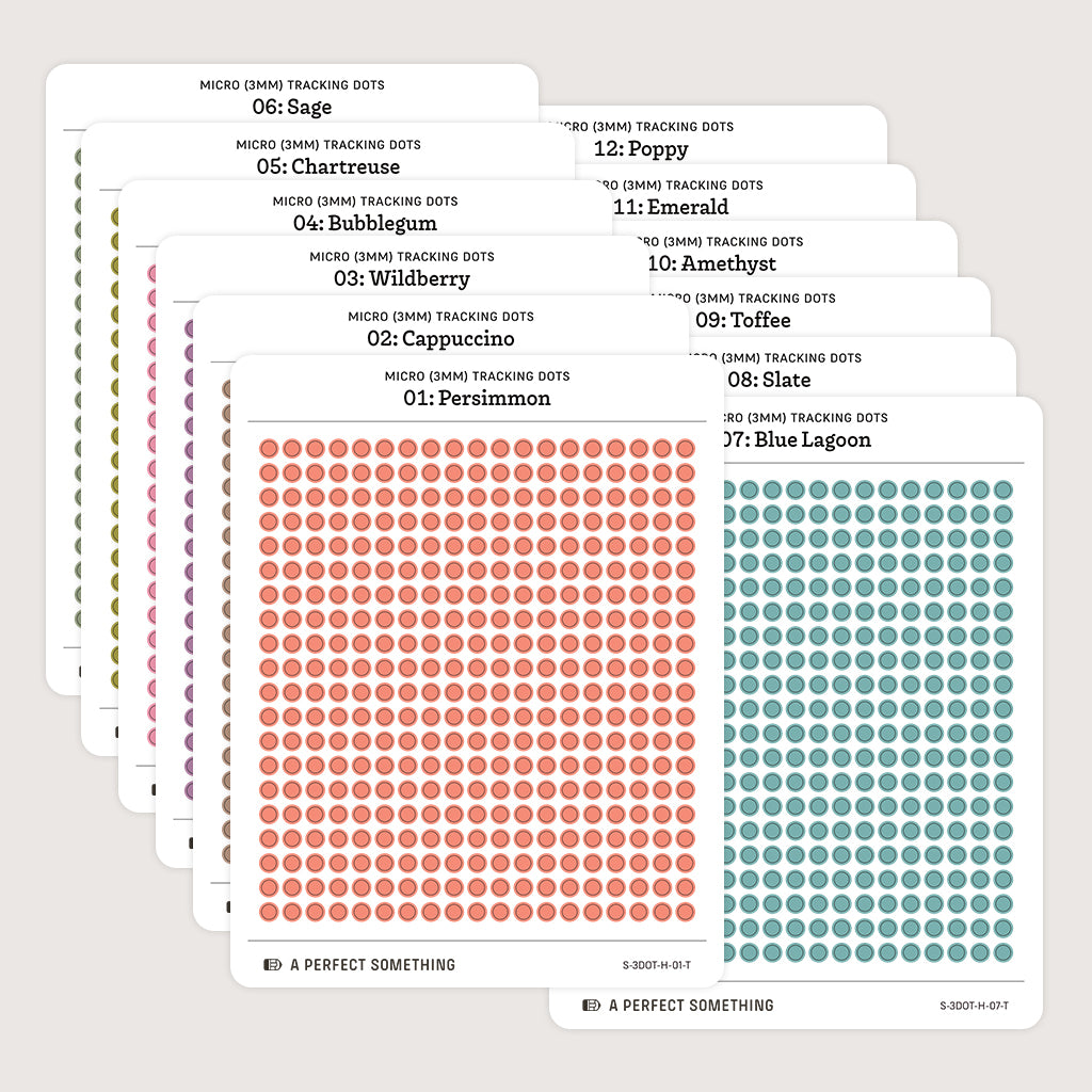 Micro (3mm) Tracking Dot Stickers: Hobonichi Color Palette [Medium Sheet Size]