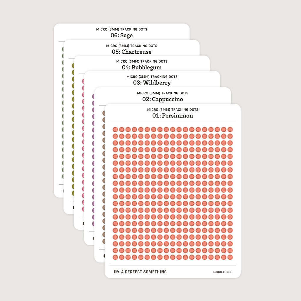 Micro (3mm) Tracking Dot Stickers: Hobonichi Color Palette [Medium Sheet Size]