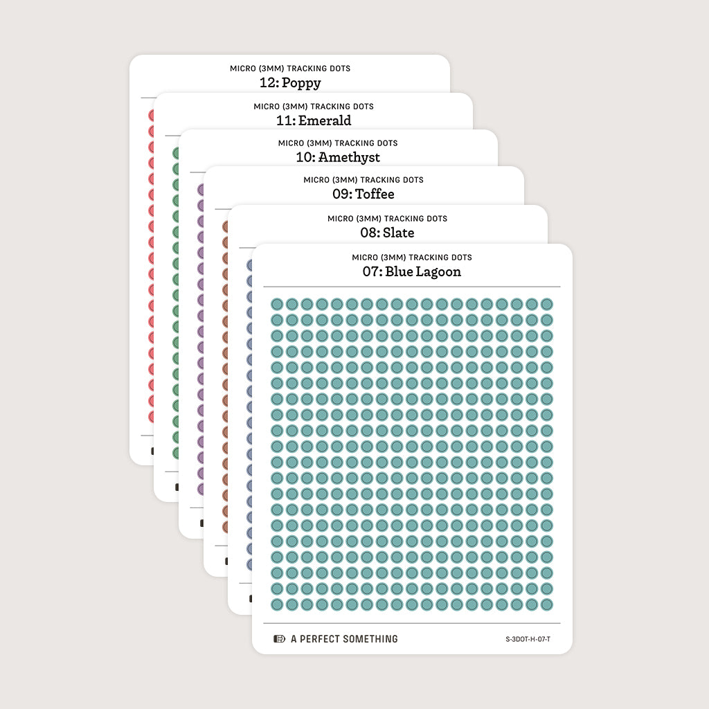 Micro (3mm) Tracking Dot Stickers: Hobonichi Color Palette [Medium Sheet Size]