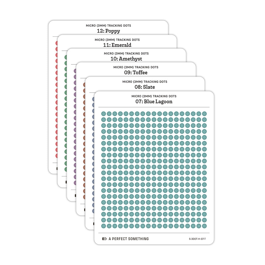 Tiny (3mm) Tracking Dot Stickers: Hobonichi Color Palette [Medium Sheet Size]