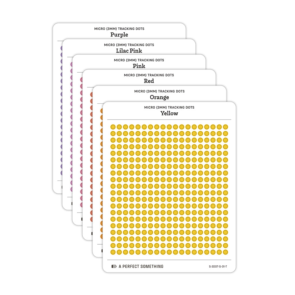 Tiny (3mm) Tracking Dot Stickers: Standard Color Palette [Medium Sheet Size]