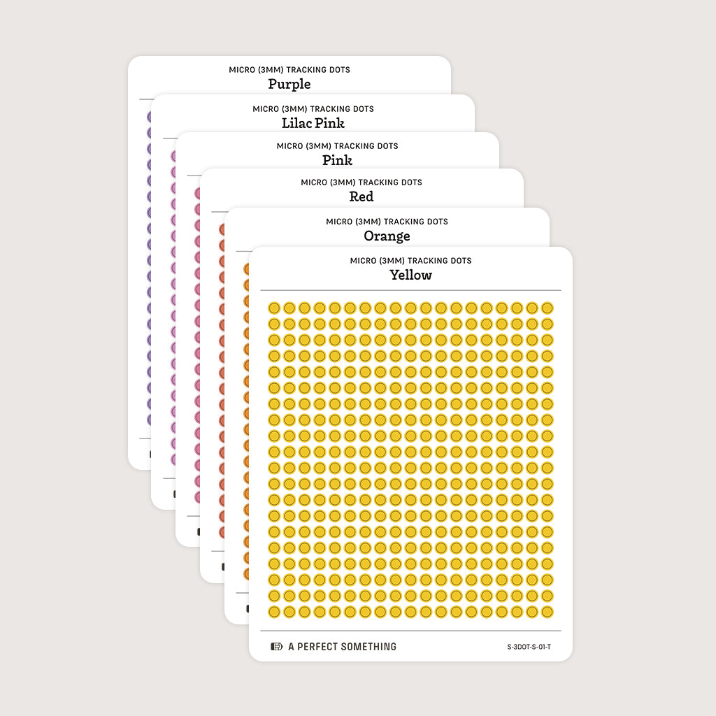 Micro (3mm) Tracking Dot Stickers: Standard Color Palette [Medium Sheet Size]