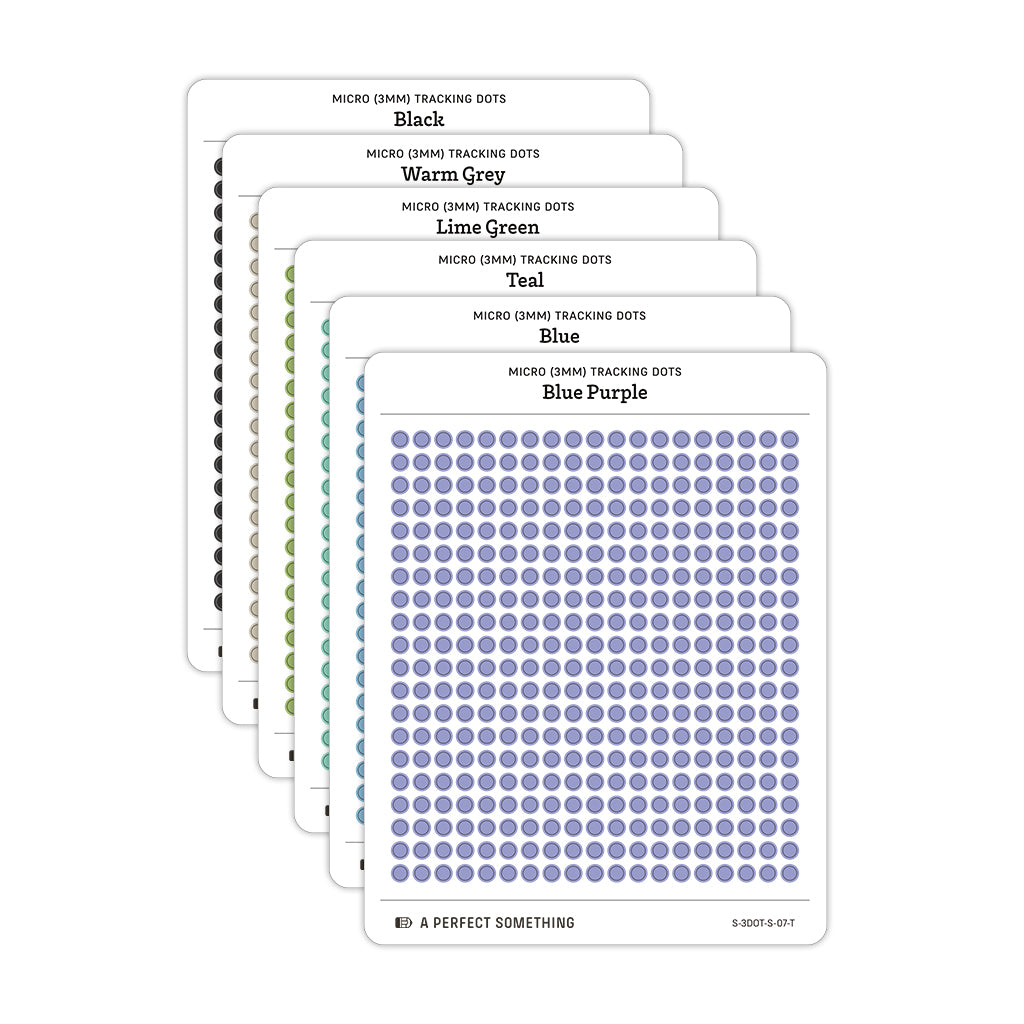 Tiny (3mm) Tracking Dot Stickers: Standard Color Palette [Medium Sheet Size]