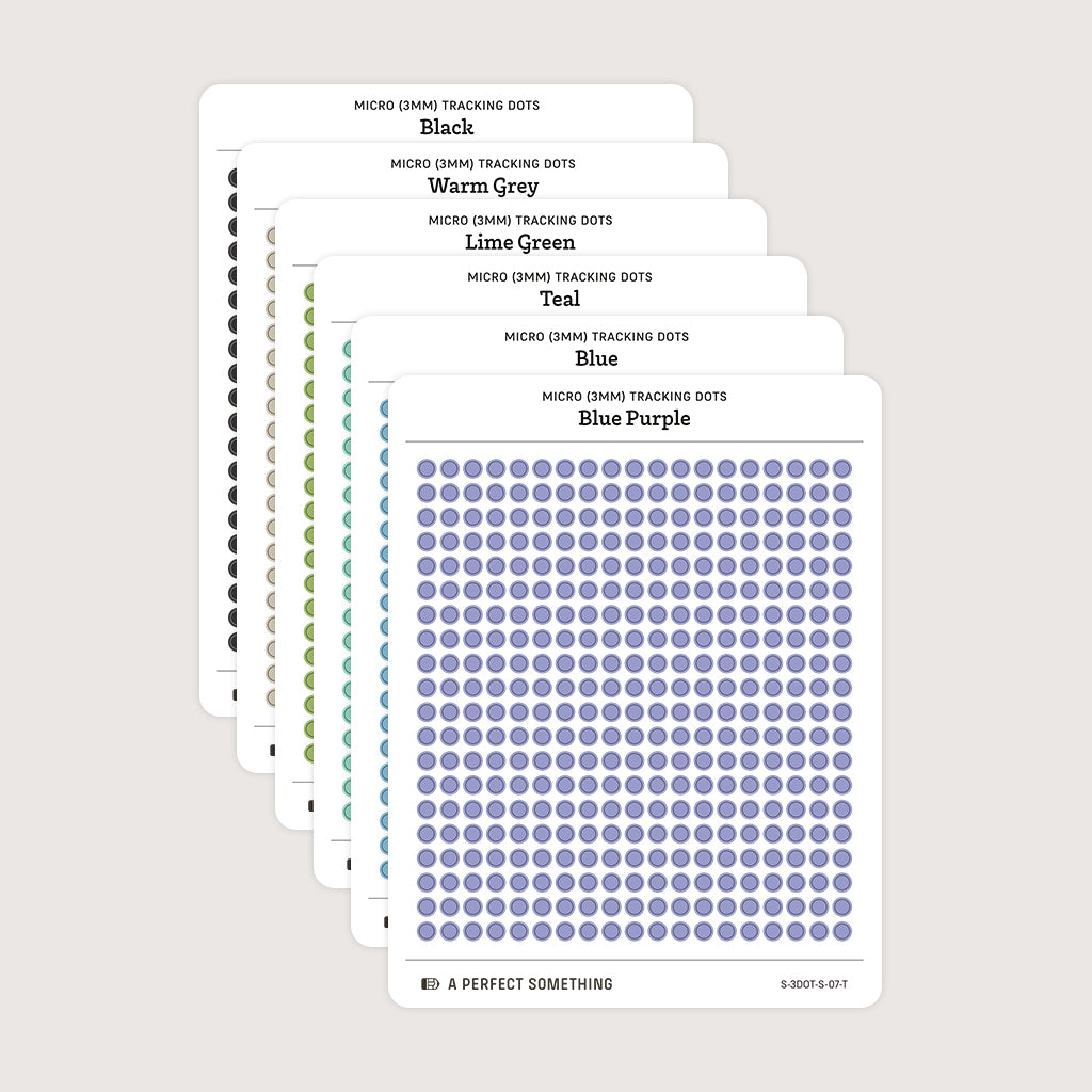 Micro (3mm) Tracking Dot Stickers: Standard Color Palette [Medium Sheet Size]