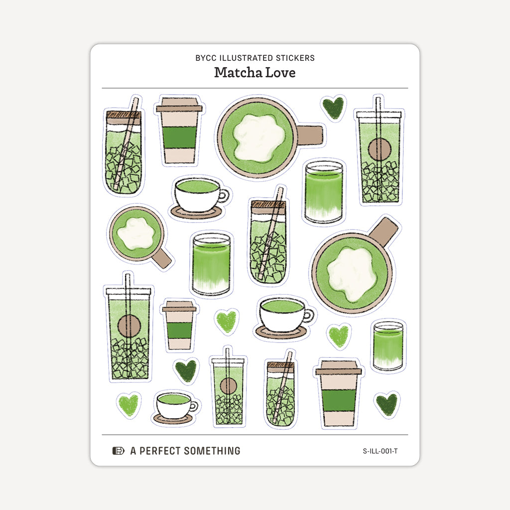 Illustrated Stickers: Matcha Love