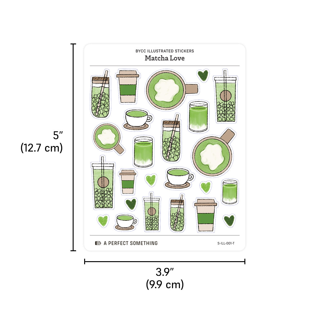 Illustrated Stickers: Matcha Love