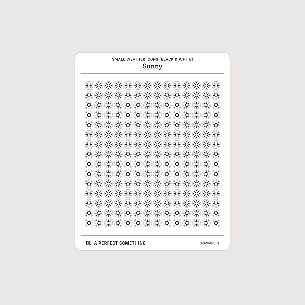 Small (5mm) Weather Icon Stickers (Black and White)