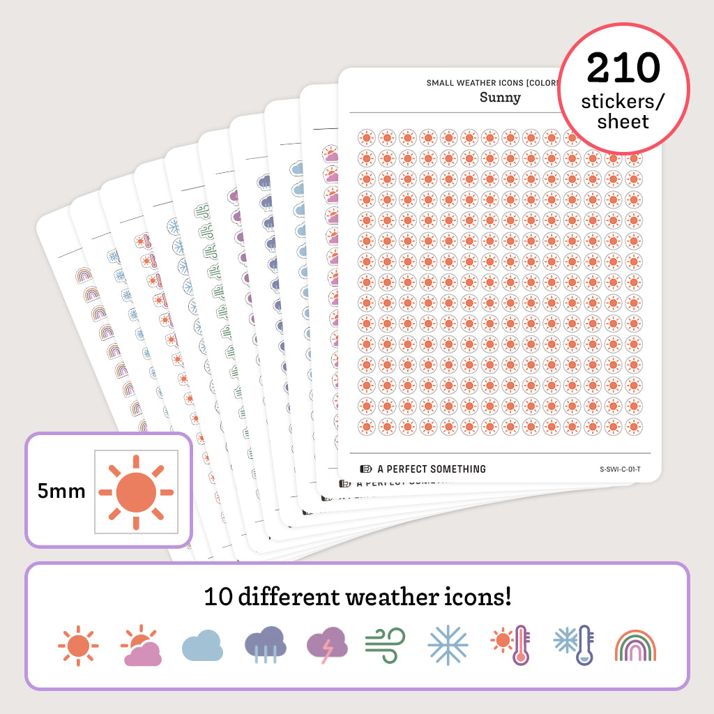 Small (5mm) Weather Icon Stickers (Colorful)