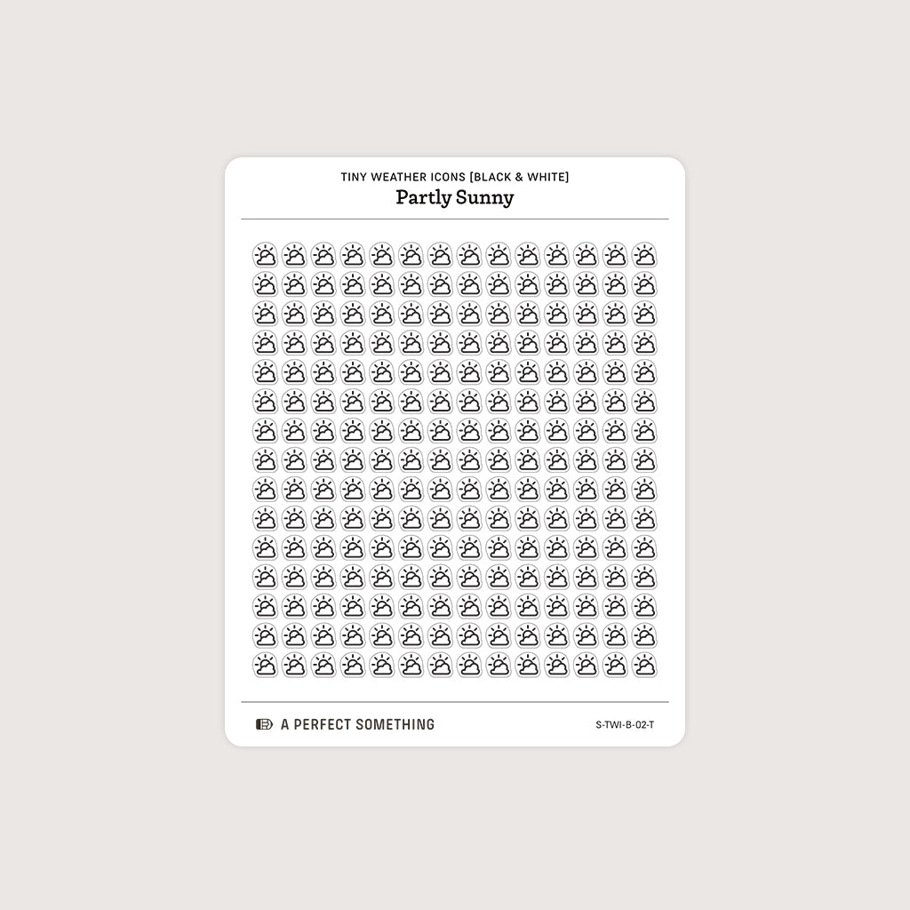 Small (5mm) Weather Icon Stickers (Black and White)