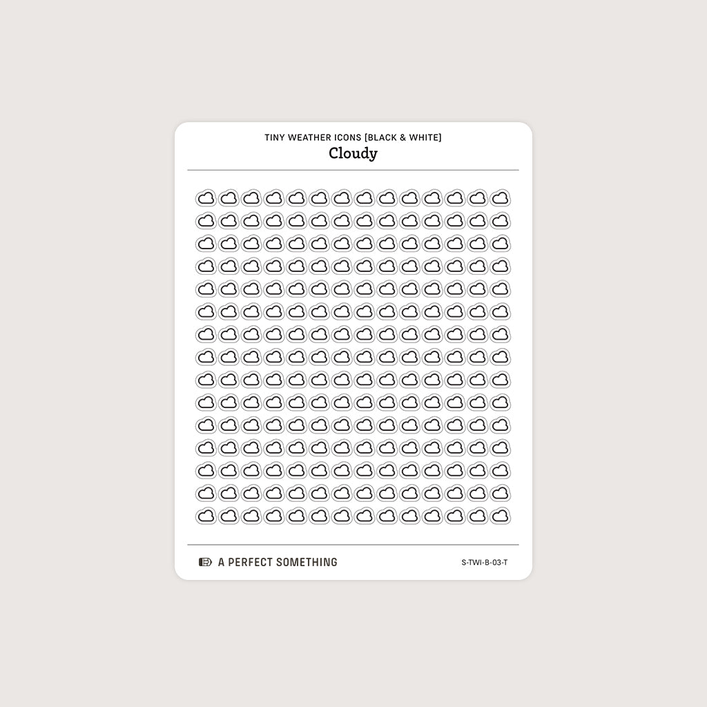 Small (5mm) Weather Icon Stickers (Black and White)
