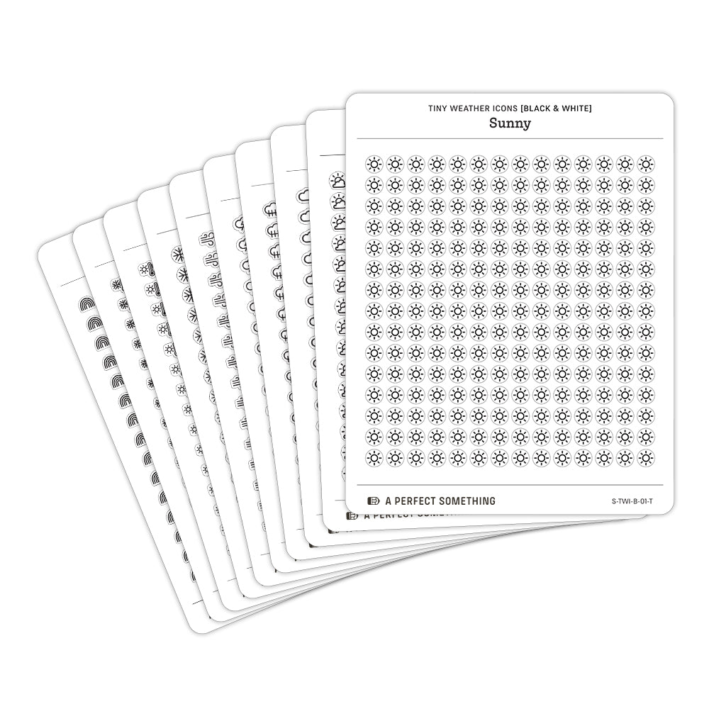 Tiny Weather Icon Stickers (Black and White)