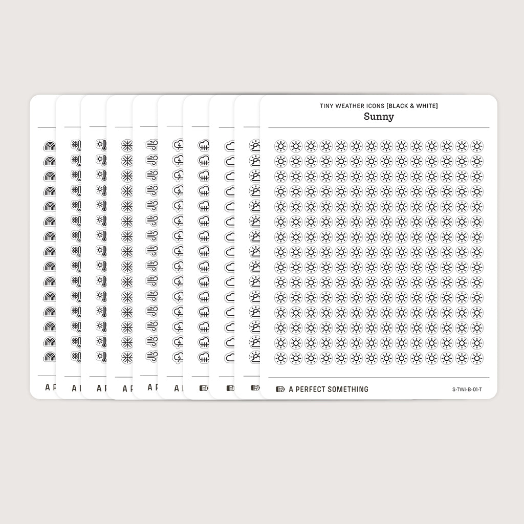 Small (5mm) Weather Icon Stickers (Black and White)