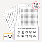 Tiny Weather Icon Stickers (Black and White)