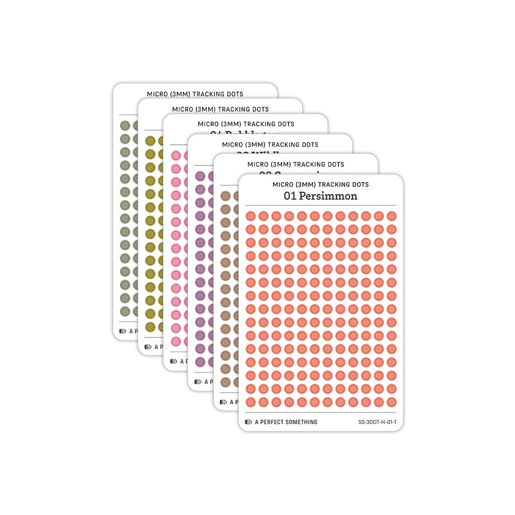 Tiny (3mm) Tracking Dot Stickers: Hobonichi Color Palette [Small Sheet Size]