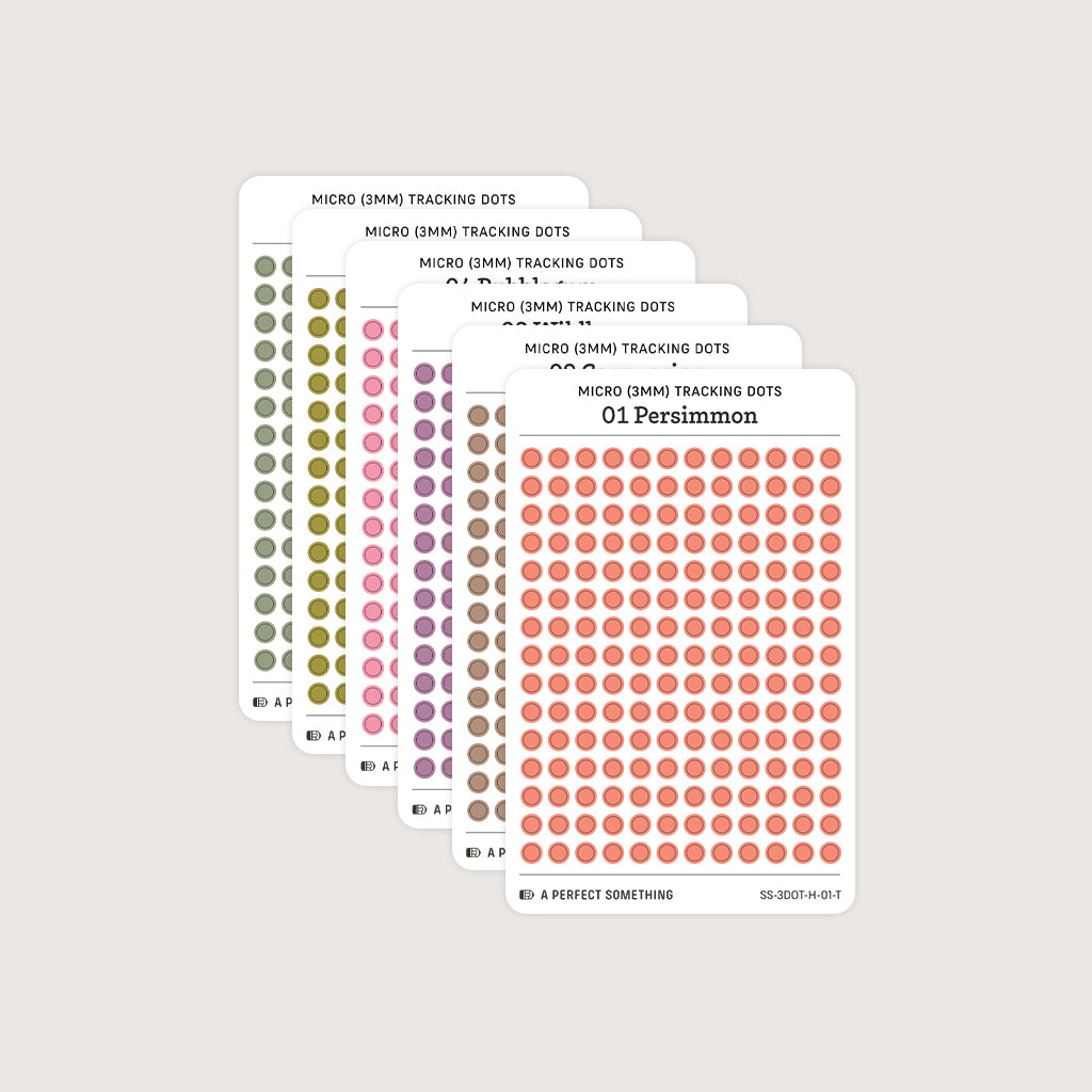 Micro (3mm) Tracking Dot Stickers: Hobonichi Color Palette [Small Sheet Size]