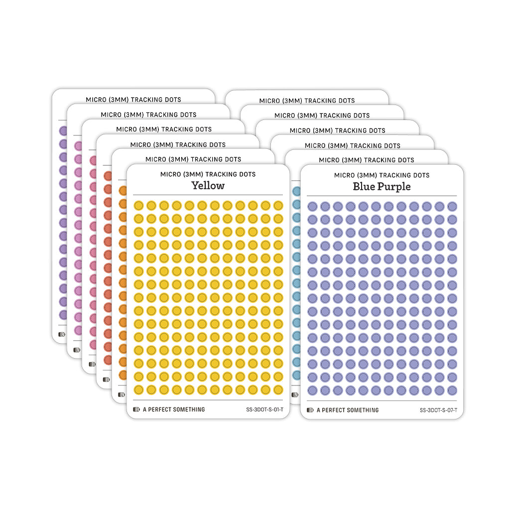 Tiny (3mm) Tracking Dot Stickers: Standard Color Palette [Small Sheet Size]