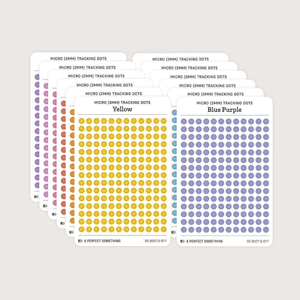 Micro (3mm) Tracking Dot Stickers: Standard Color Palette [Small Sheet Size]