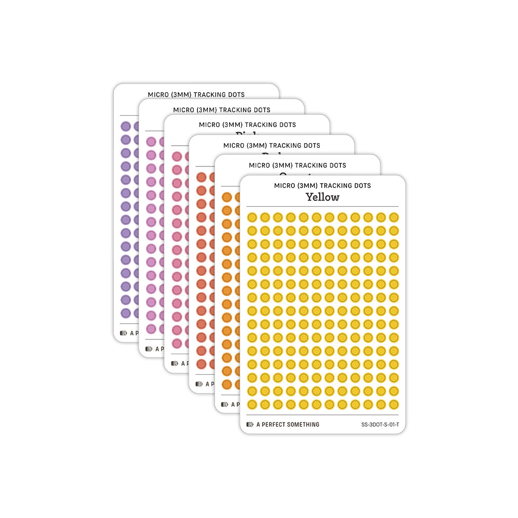 Tiny (3mm) Tracking Dot Stickers: Standard Color Palette [Small Sheet Size]