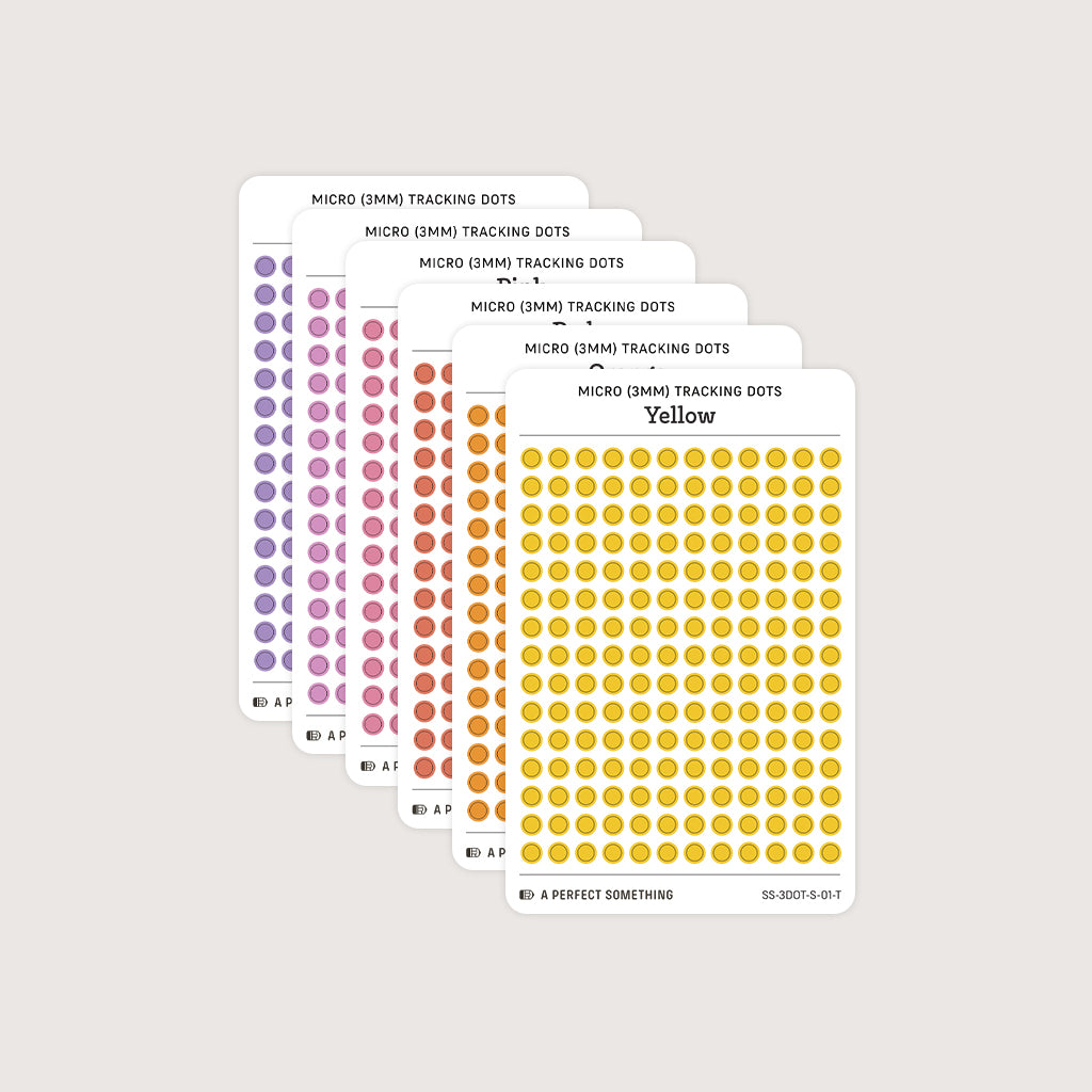 Micro (3mm) Tracking Dot Stickers: Standard Color Palette [Small Sheet Size]