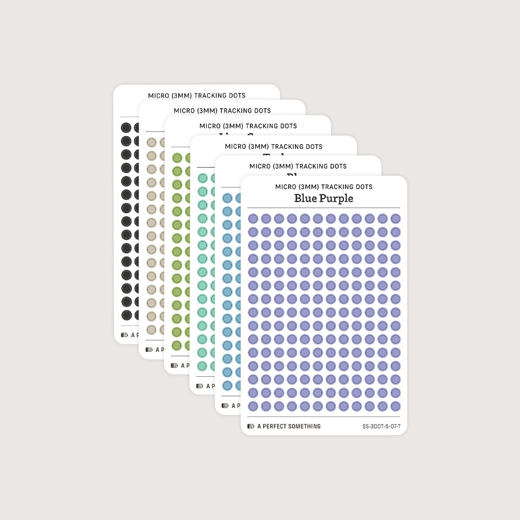 Micro (3mm) Tracking Dot Stickers: Standard Color Palette [Small Sheet Size]