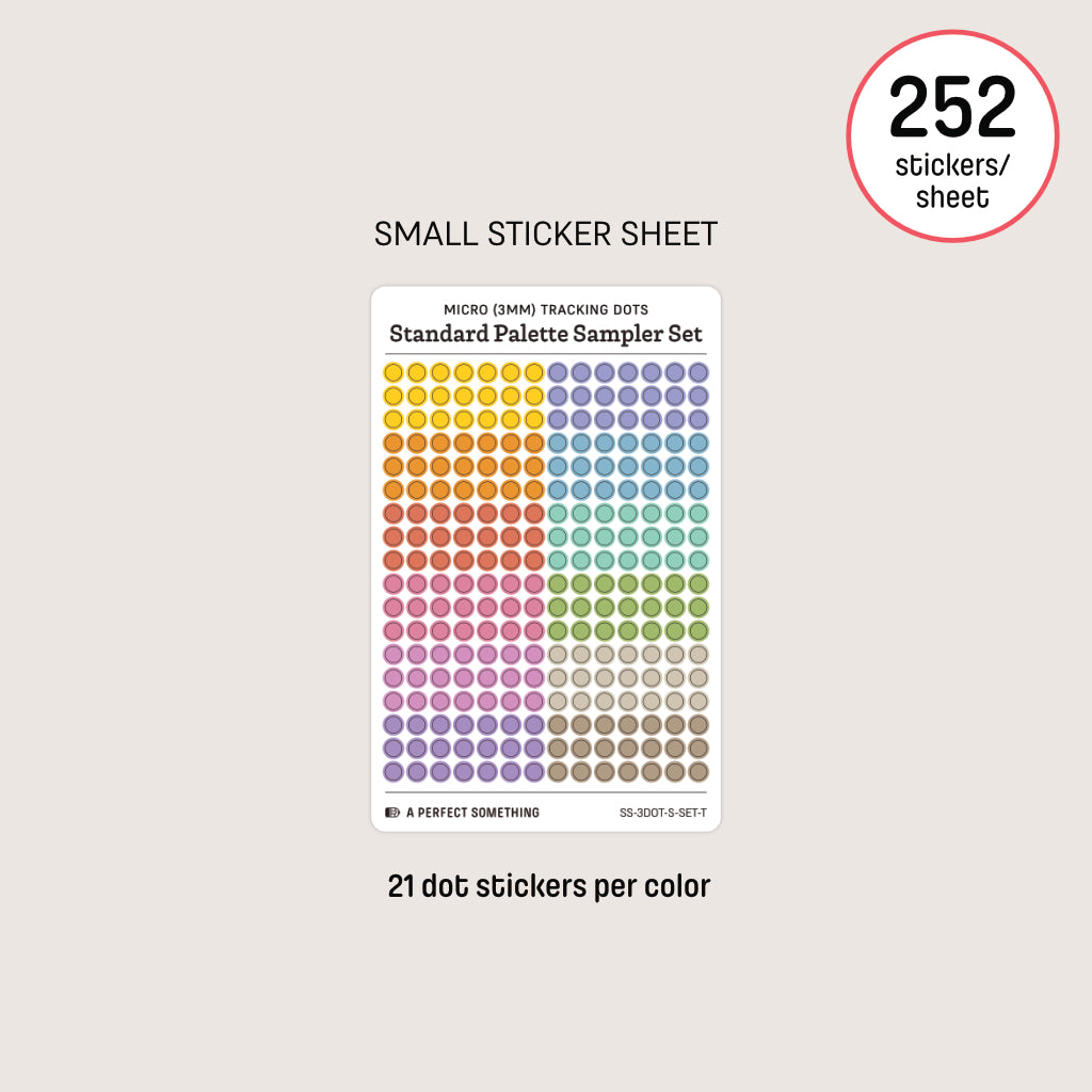 Micro (3mm) Tracking Dot Stickers: Standard Color Palette Sampler Sets