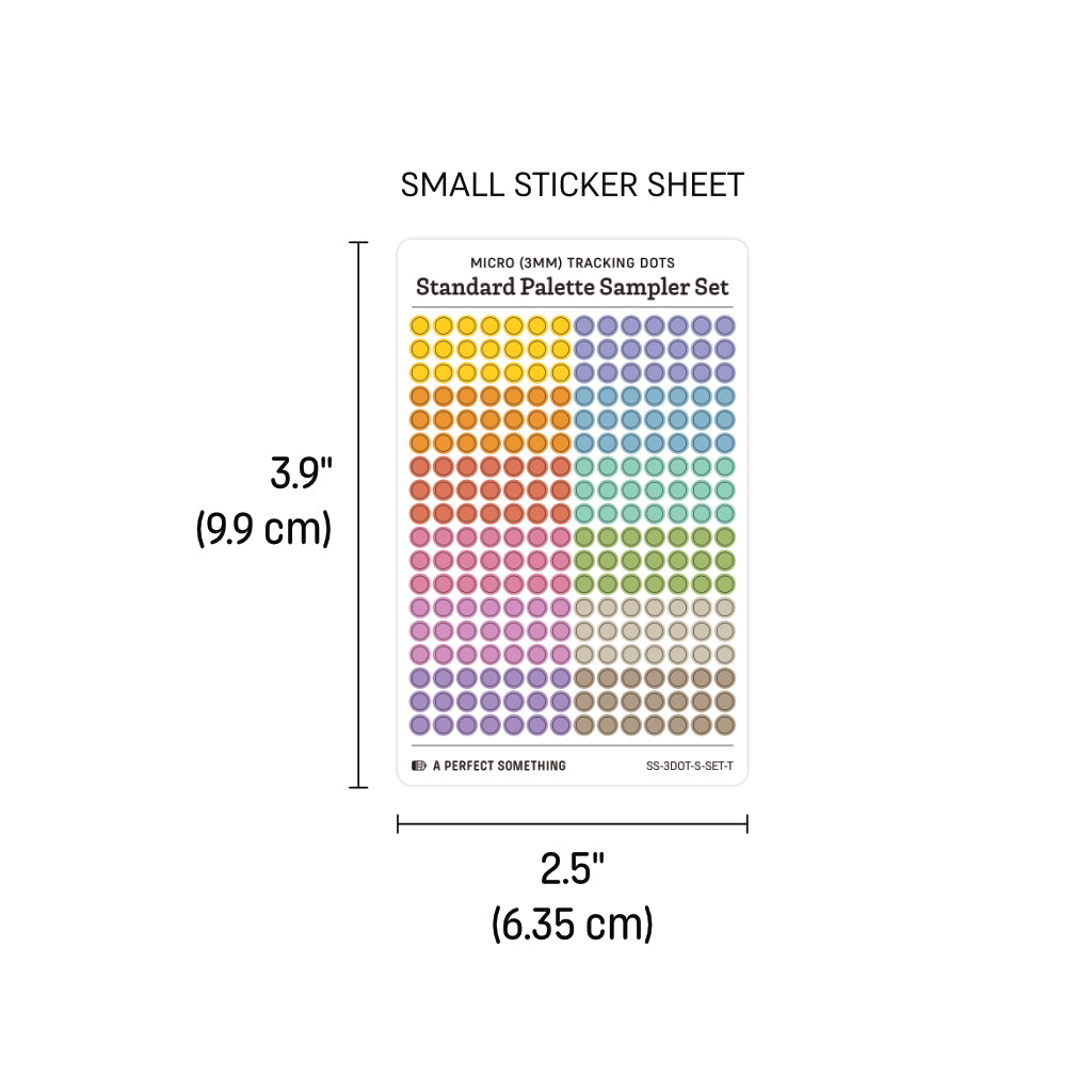 Micro (3mm) Tracking Dot Stickers: Standard Color Palette Sampler Sets