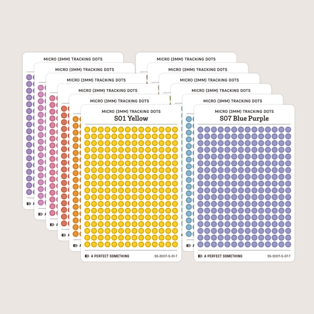 Micro (3mm) Tracking Dot Stickers: Standard Color Palette [Small Sheet Size]