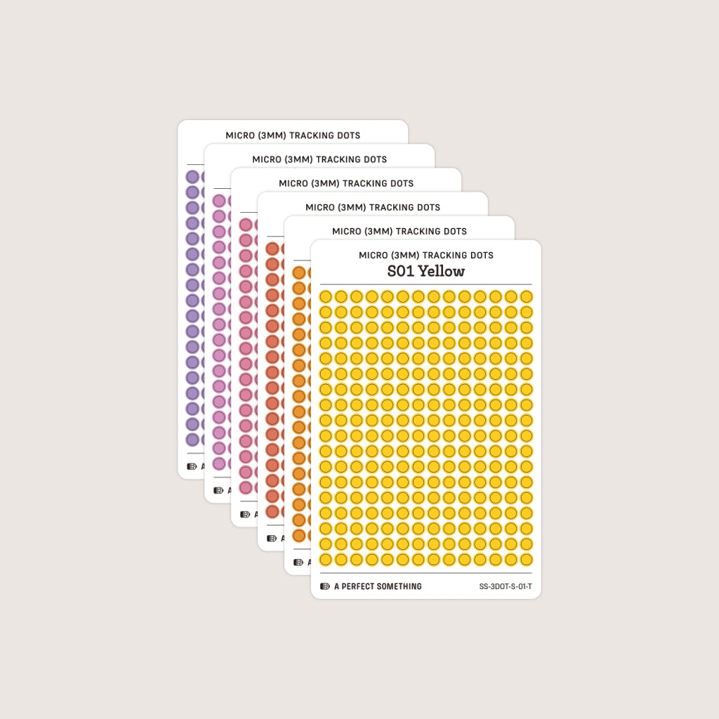 Micro (3mm) Tracking Dot Stickers: Standard Color Palette [Small Sheet Size]