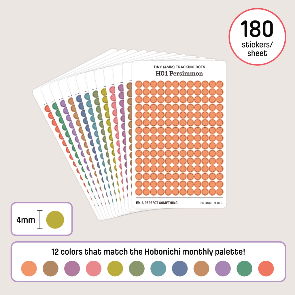 Tiny (4mm) Tracking Dot Stickers: Hobonichi Color Palette