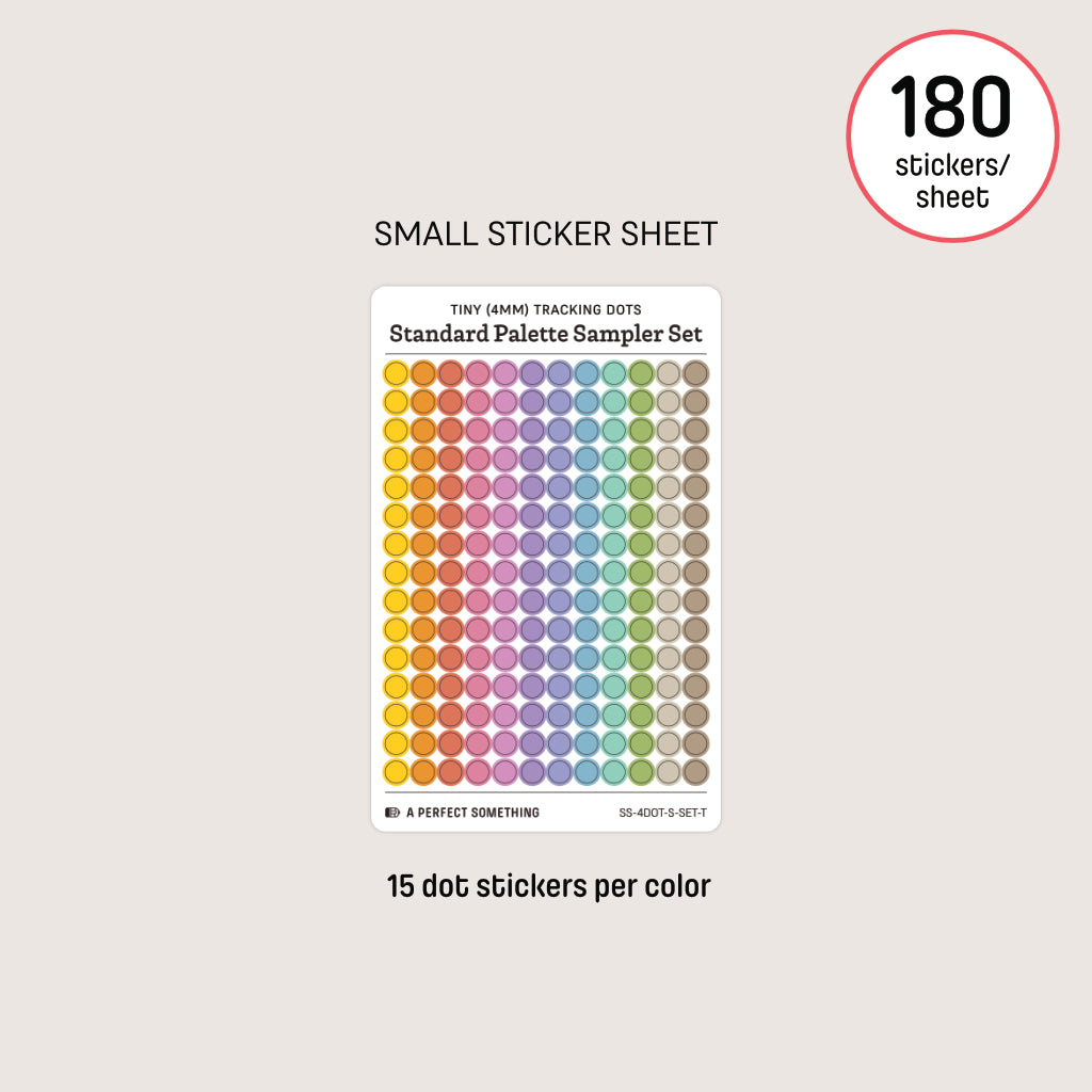 Tiny (4mm) Tracking Dot Stickers: Standard Color Palette Sampler Sets