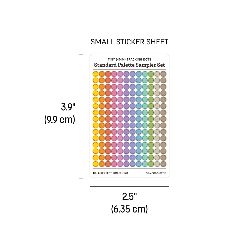 Tiny (4mm) Tracking Dot Stickers: Standard Color Palette Sampler Sets