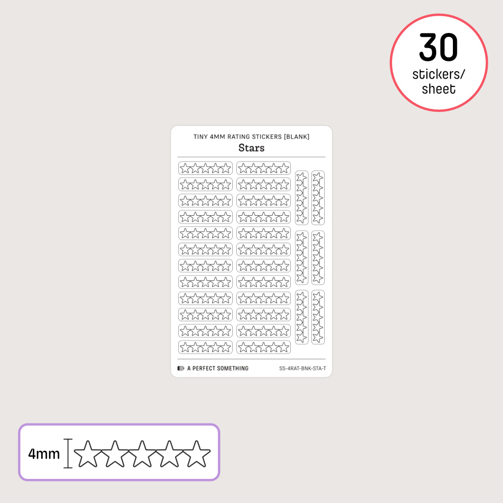 Tiny (4mm) Rating Stickers: Blank Stars
