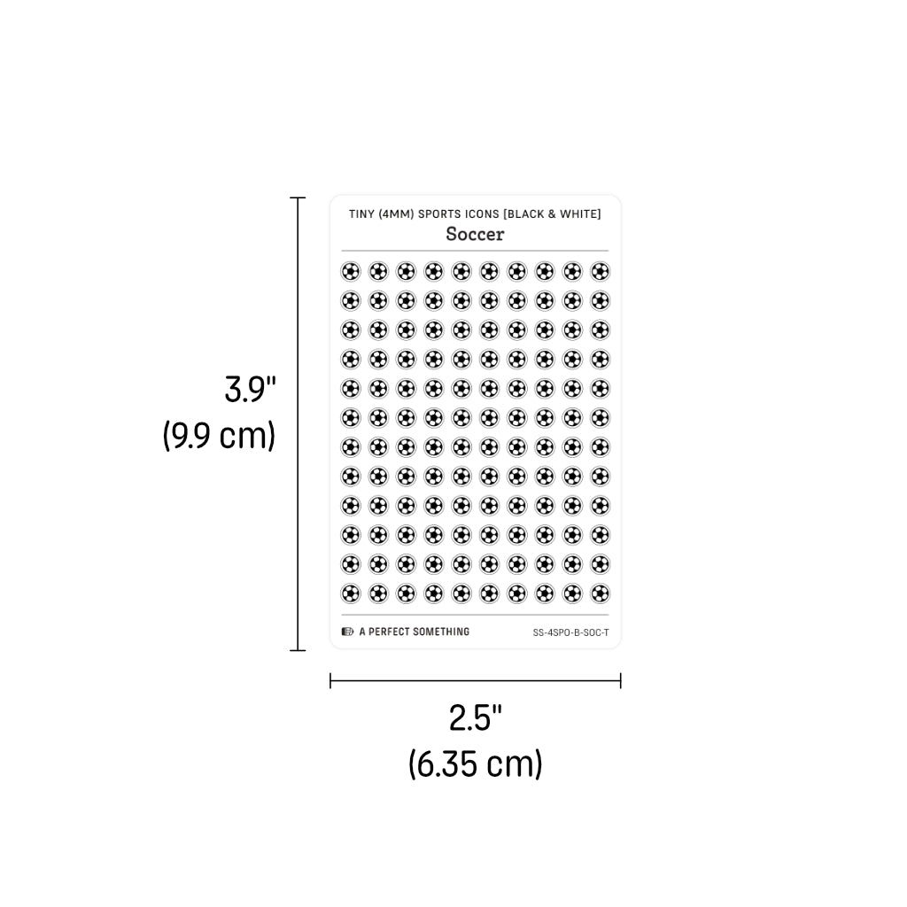 Tiny (4mm) Sports Icon Stickers (Black and White)
