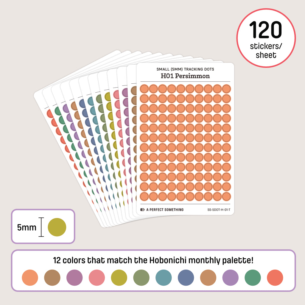 Small (5mm) Tracking Dot Stickers: Hobonichi Color Palette