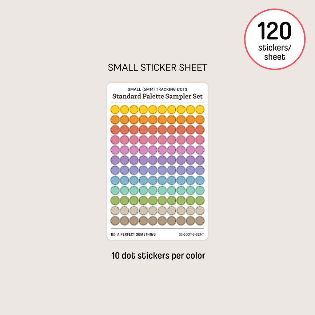 Small (5mm) Tracking Dot Stickers: Standard Color Palette Sampler Sets