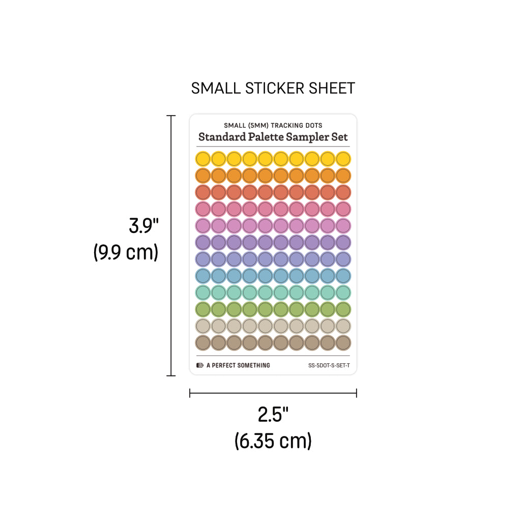 Small (5mm) Tracking Dot Stickers: Standard Color Palette Sampler Sets