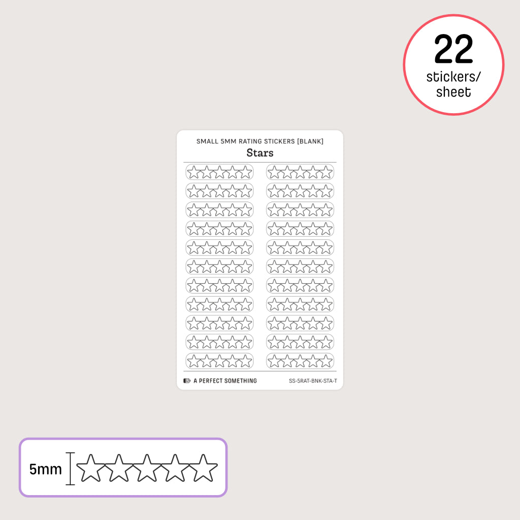 Small (5mm) Rating Stickers: Blank Stars