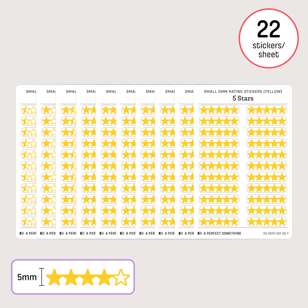 Small (5mm) Rating Stickers: Yellow Stars