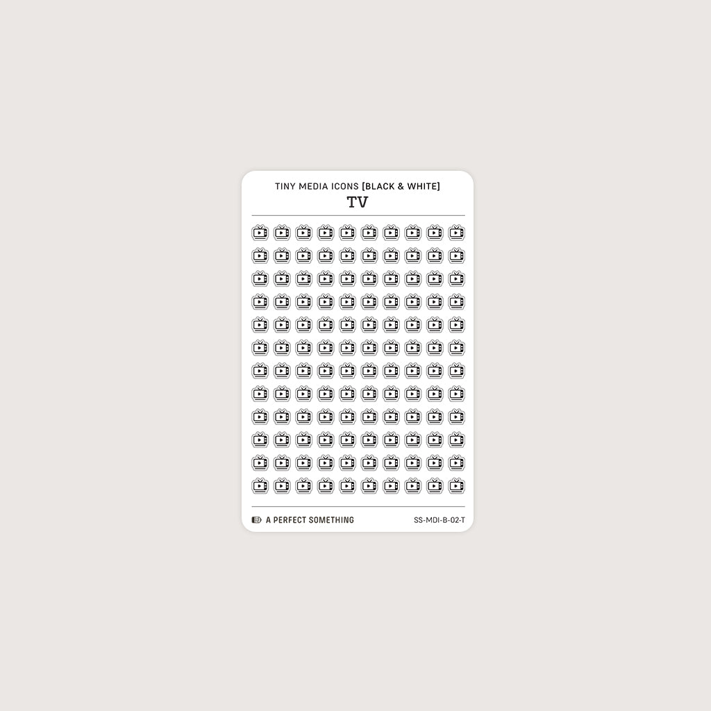 Tiny (4mm) Media Icon Stickers (Black and White)