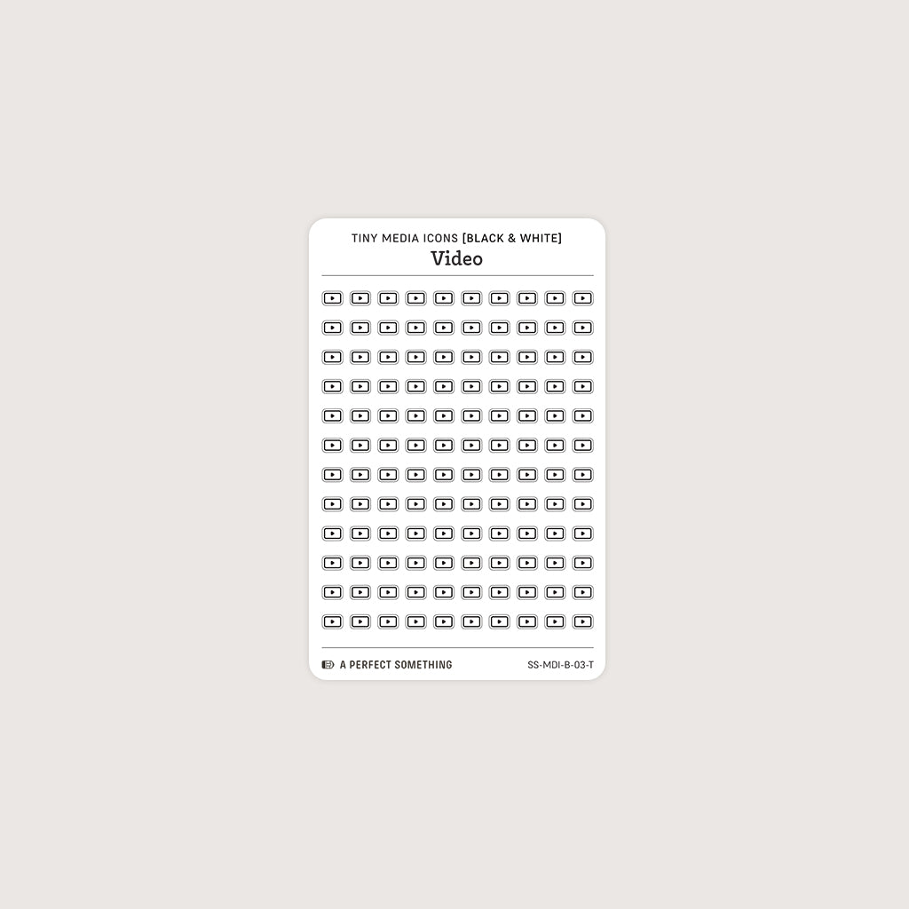 Tiny (4mm) Media Icon Stickers (Black and White)