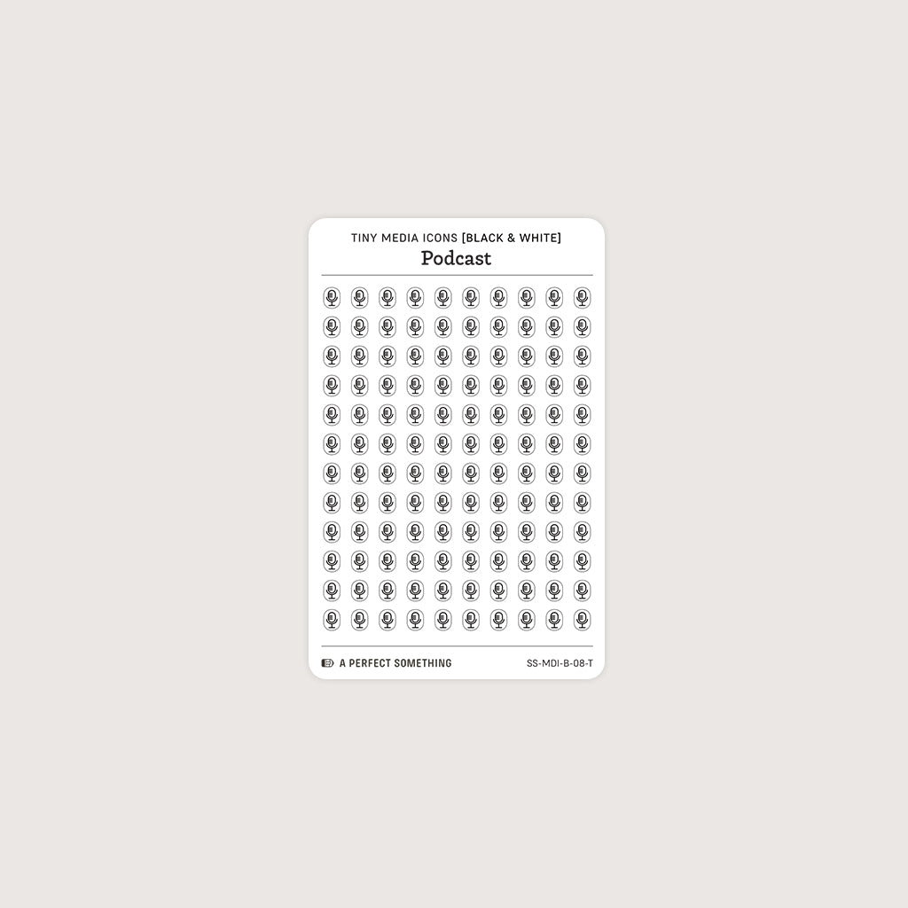Tiny (4mm) Media Icon Stickers (Black and White)