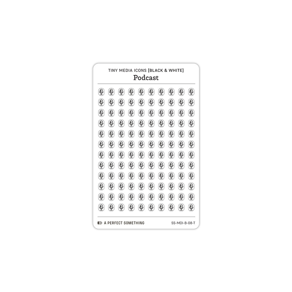 Tiny Media Icon Stickers (Black and White)