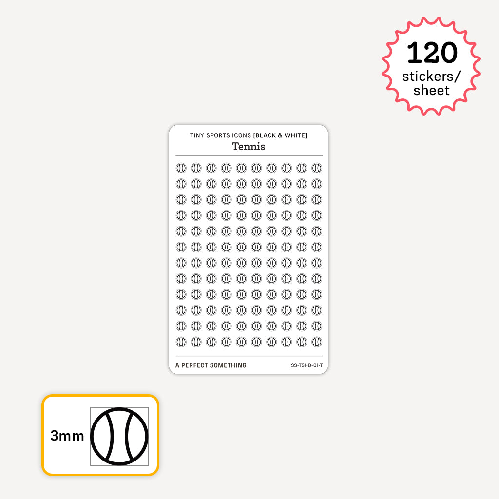 Tiny Tennis Icon Stickers (Black and White)