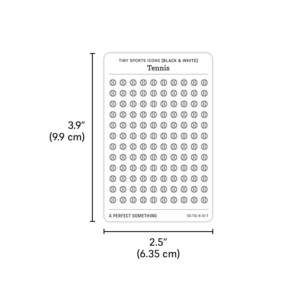 Tiny Tennis Icon Stickers (Black and White)