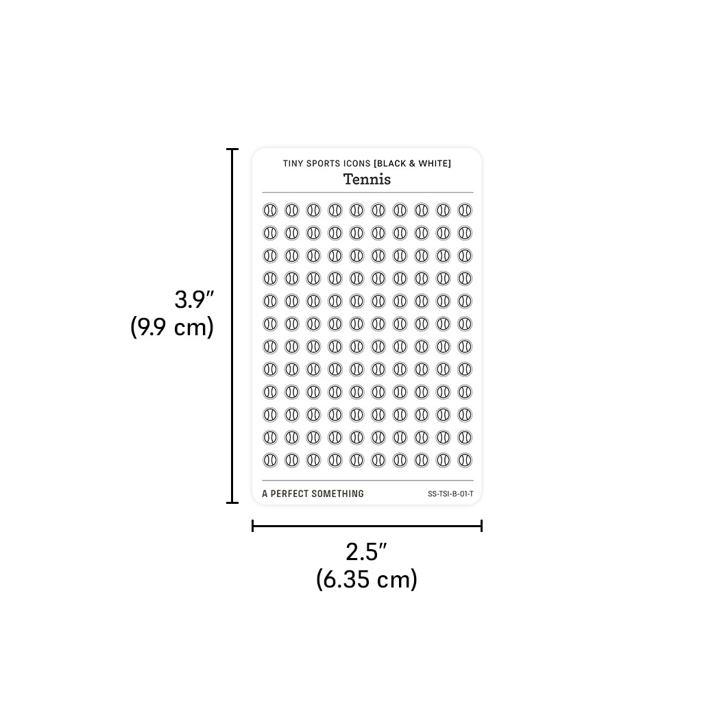 Tiny (4mm) Tennis Icon Stickers (Black and White)